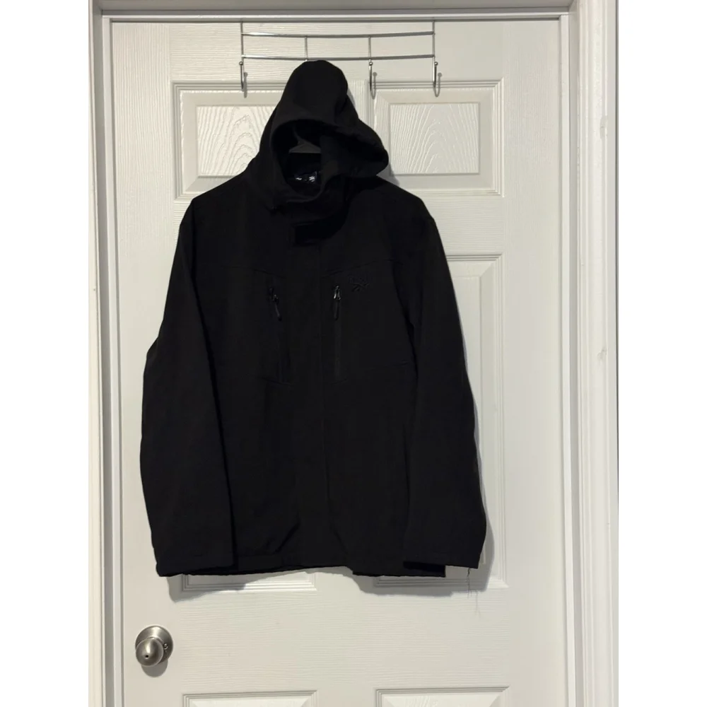 Reebok Designer Black Soft Shell Kids' Unisex Hooded Jacket Sz 18/20 Xl Coat EUC
